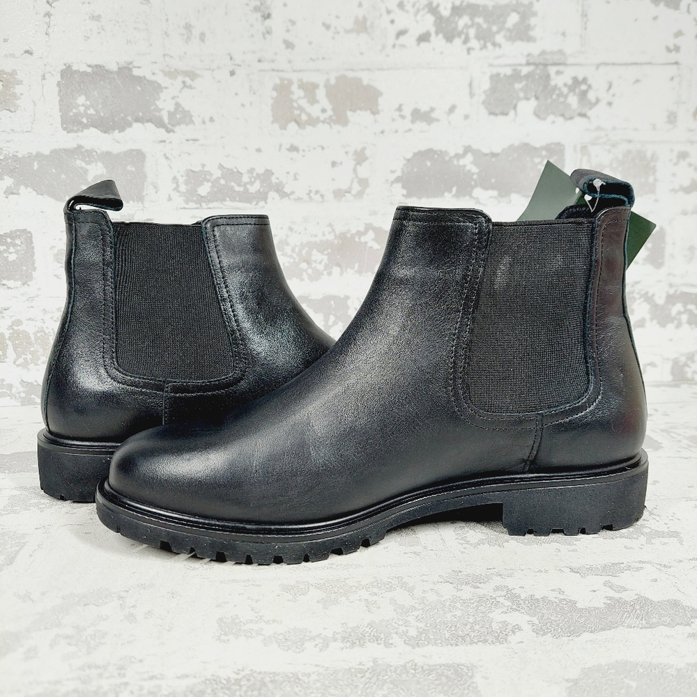 Spring Step Black Leather Chelsea Lug Sole Ankle Boots - Picture 3 of 11
